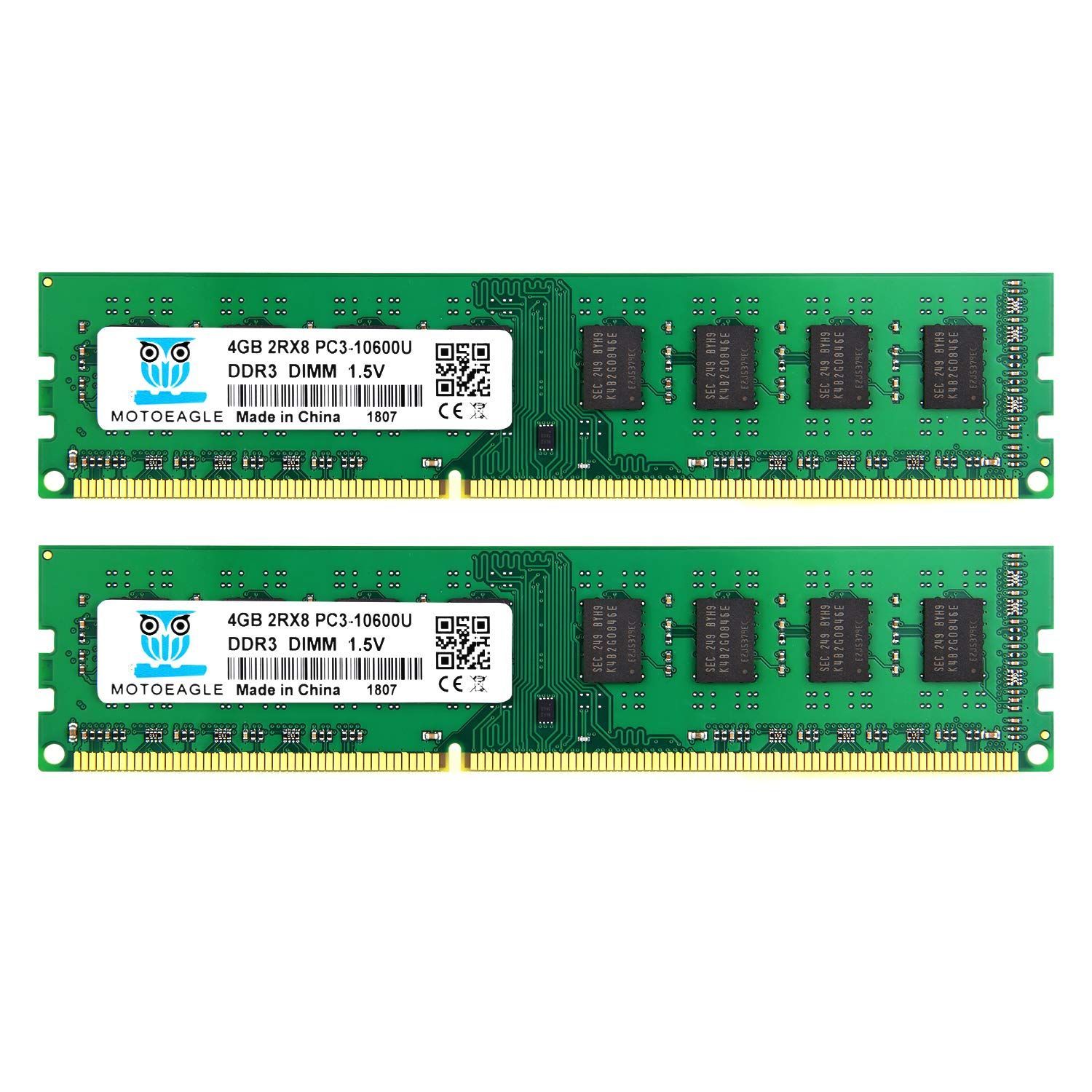PC3/PC4/SSD_Green-PC-4G-10600U-Lx2 DDR3 1333MHz PC3-10600 240 Pin DIMM 8GB Kit (2x4GB) 電圧 1.5V 2RX8 CL9 デスクトップPC用メモリ