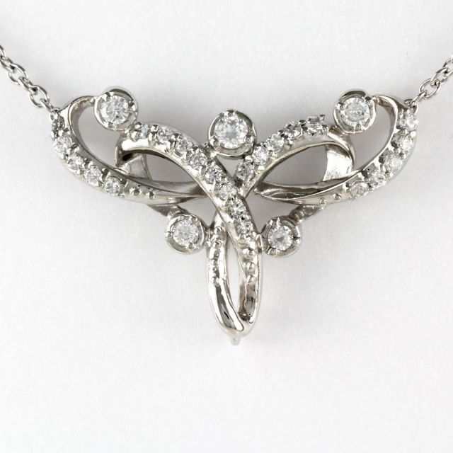 美品♡k18♡上質ブラウンダイヤ♡透かし♡レース♡ミル打ち♡ペンダントトップ ネックレス ダイヤモンド 0.1ct ミル打ち スクエア K18 ゴールド