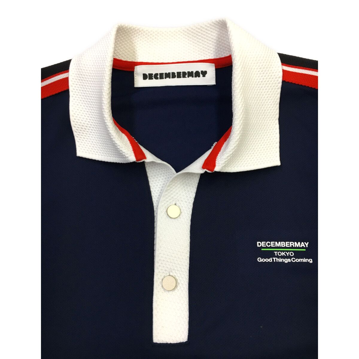 december may ポロシャツ L ブラック/ホワイト ⛳ディセンバーメイ