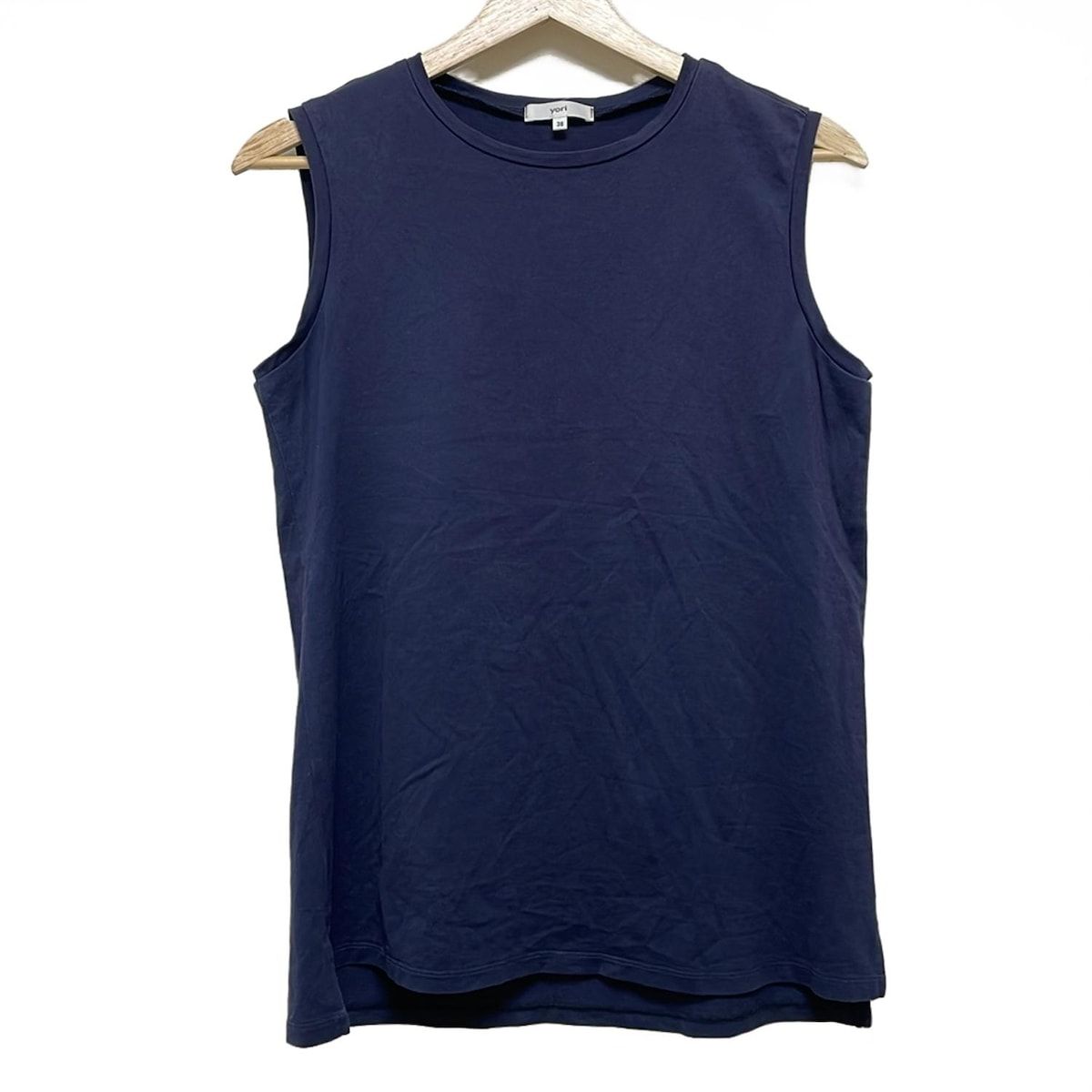 yori ヨリ ノースリーブTシャツ サイズ38 M レディース - ネイビー クルーネック