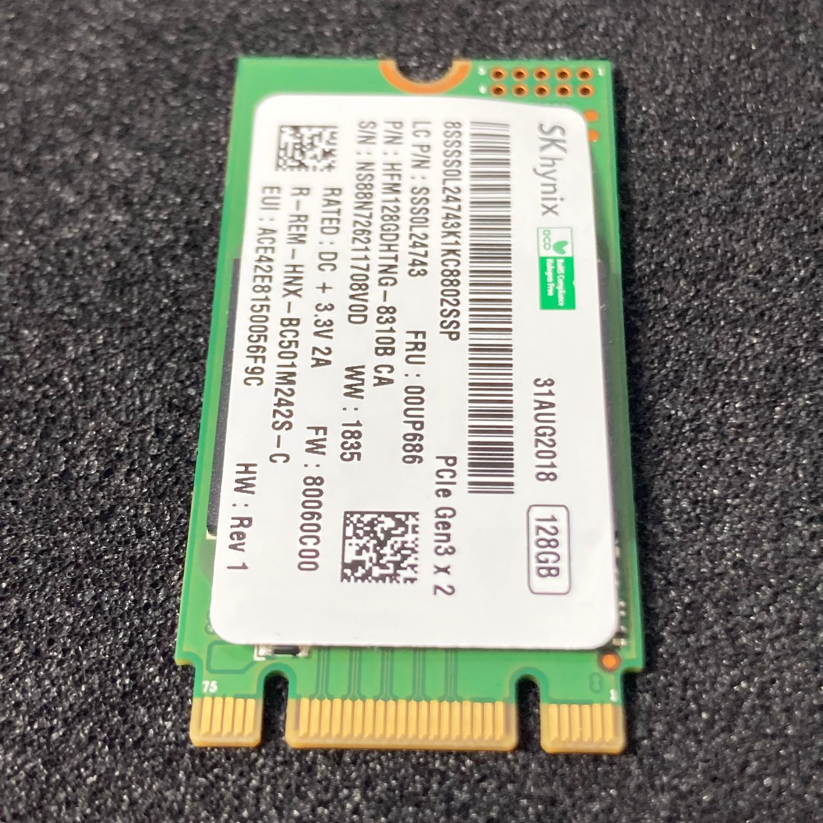 SK hynix | M.2 NVMe SSD 2242 | PCIe3.0×2 | 128G | 93% | HFM128GDHTNG-8310B | sk hynix【560＊】