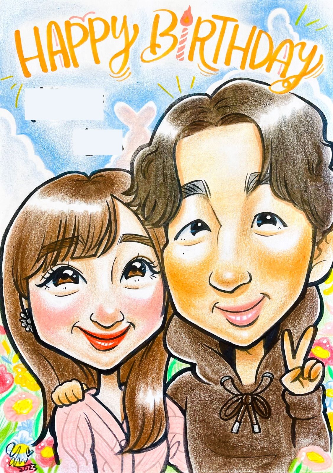 【お客ページ】（たつやん様）オーダー似顔絵☆結婚式、誕生日や記念日に 世界で1枚のオーダーメイド似顔絵☆誕生日☆記念日☆結婚式