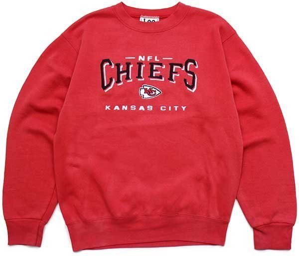 90s USA製 Leeリー NFL CHIEFS KANSAS CITY 刺繍 スウェット 赤 