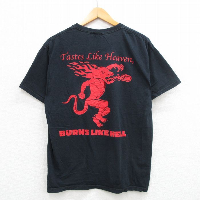 XL/古着 フルーツオブザルーム 半袖 ビンテージ Tシャツ メンズ 00s ファイヤーボール ウィスキー コットン クルーネック 黒 ブラック 24ma