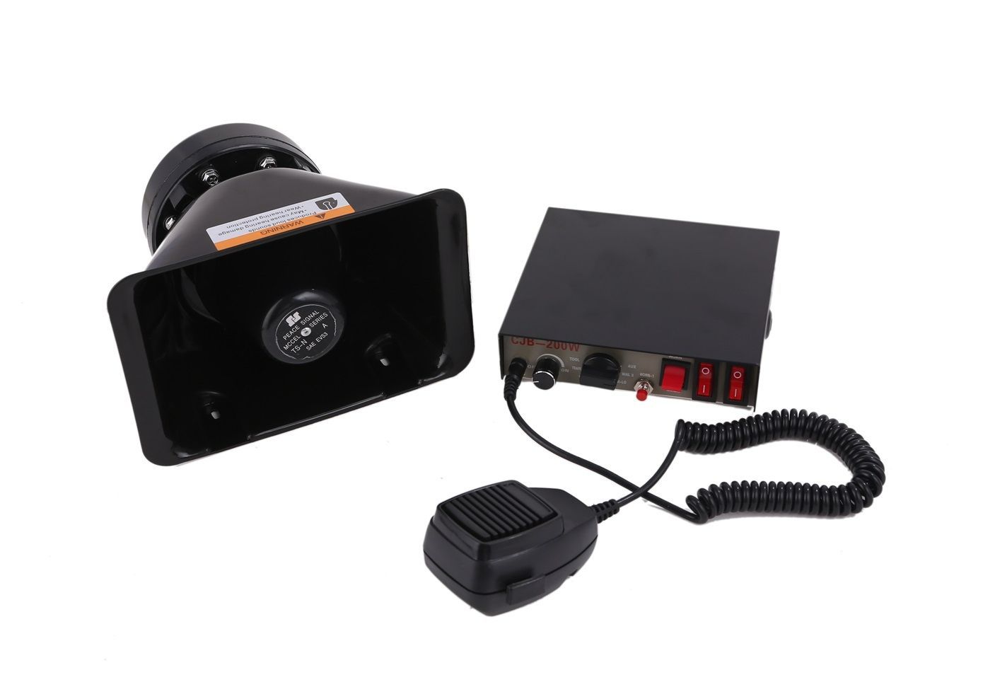 拡声器 車載 12V 200ｗ スピーカー アンプ サイレン ハンドマイク 選挙 ハイパワー 200W 車載 拡声器 12V サイレン付 スピーカー アンプ