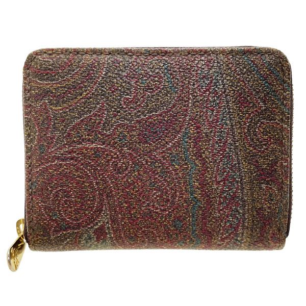 エトロ コインケース ペイズリー コインパース PVC マルチ ブラウン系 茶色 ETRO ラウンドファスナー 小銭入れ カードケース カードホルダー カード入れ ブランド小物 き