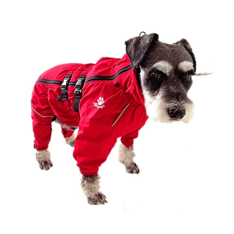 ASMPET 犬 レインコート カッパ 快適 いい素材 犬用 レインコート 防水 防雪 防塵 犬 レインコート 完全防水 着脱簡単 梅雨対策 ドッグ レインコート 雨具 通気 お散歩 お出かけ 大型犬 レッド 5XL 胴回り 92-117cm 1