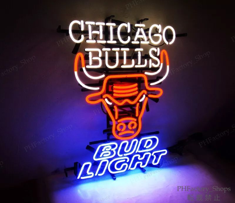 ネオンサイン CHICAGO BULLS BUD LIGHT ネオン管 部屋 カフェ 喫茶店 バー パーティー インテリア 装飾用 省エネ ネオンライト 看板 アートデコレーション ネオン看板