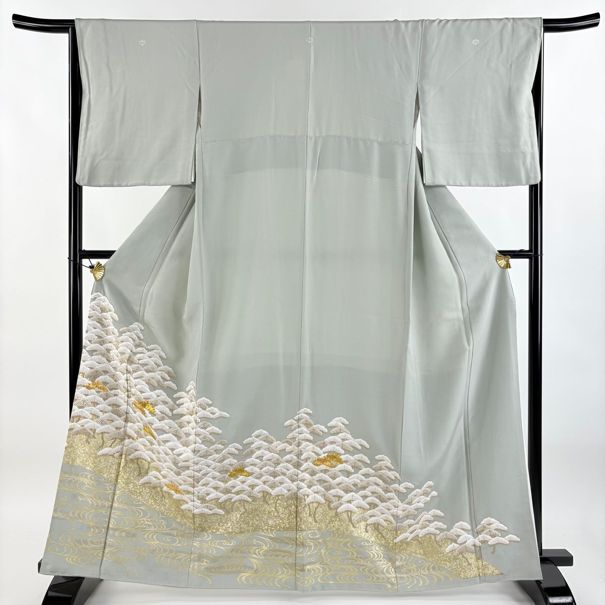 色留袖 身丈163cm 裄丈65cm M 袷 笠松 観世水 相良刺繍 金銀彩