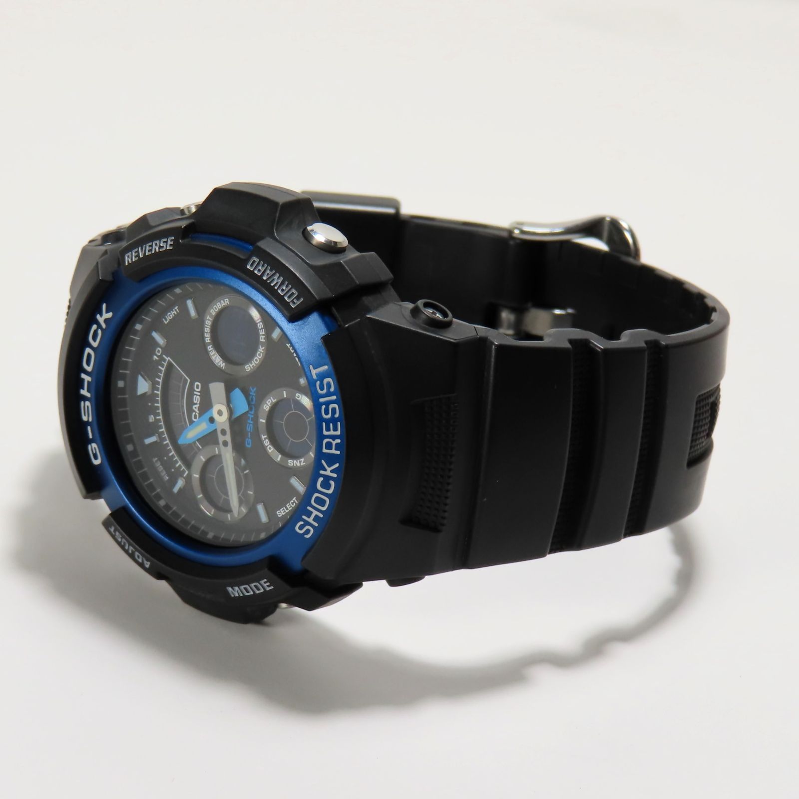 カシオ G-SHOCK AW-591 アナデジ 黒 青 カラビナ仕様 - 時計