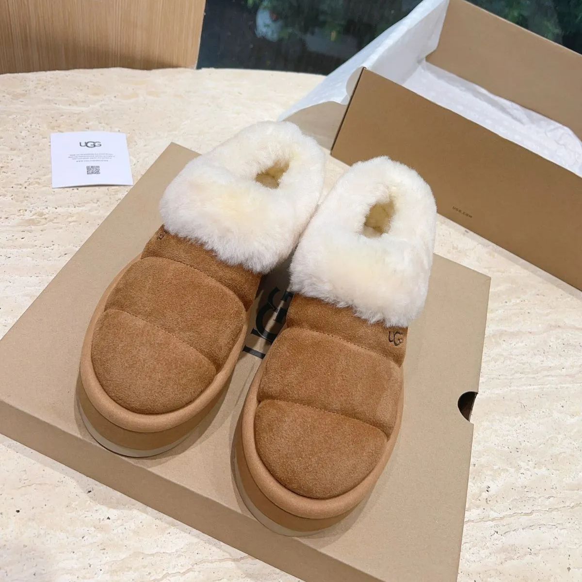 UGG アズリータ 25cm UGG W CLASSIC MINI DIPPER PUFFER AMPHORA / CHESTNUT （アグ
