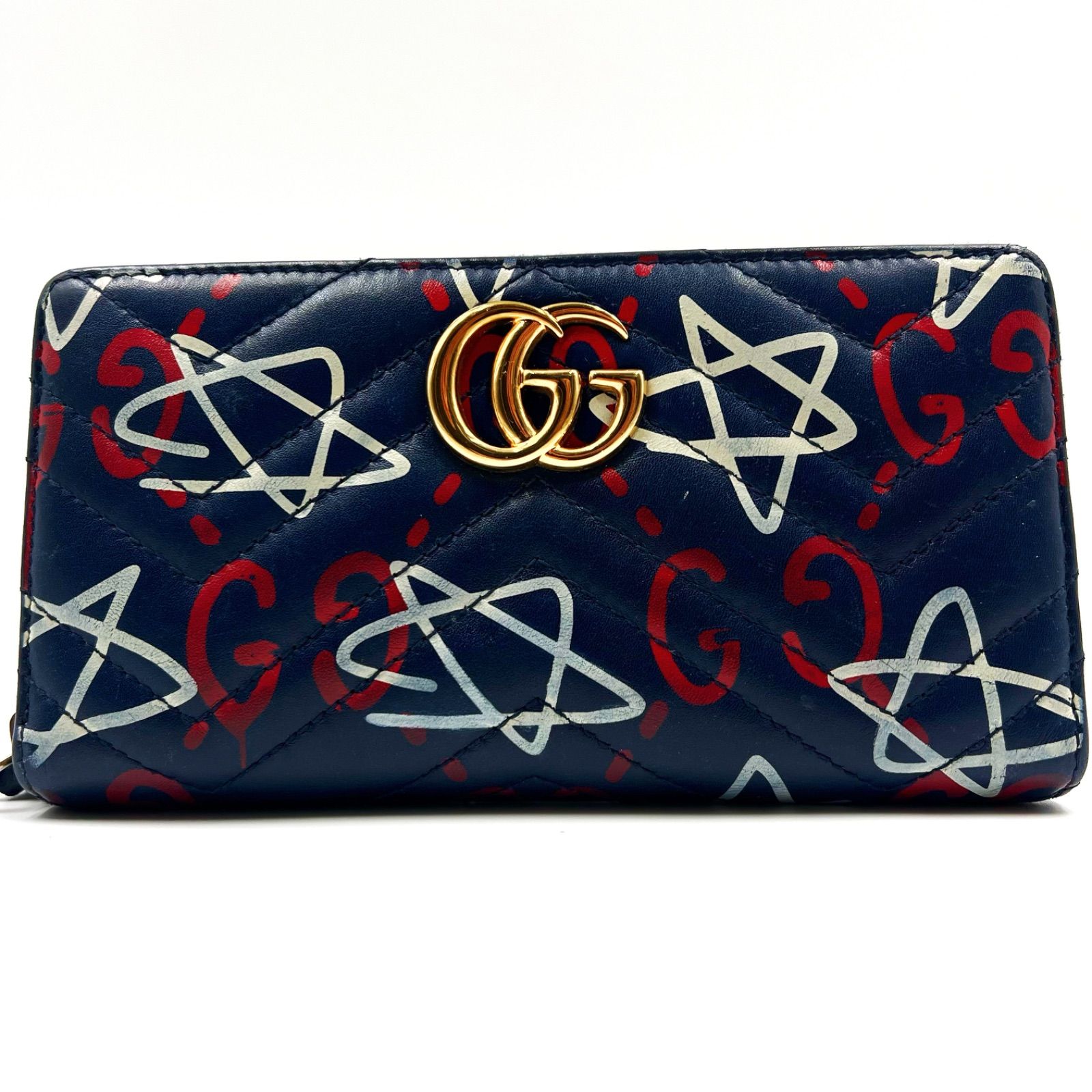 GUCCI グッチ長財布 ロングウォレット GGマーモント ゴースト ラウンド 