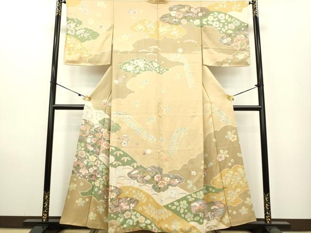 平和屋着物○訪問着 駒刺繍 舞蝶花車文 辻が花 金彩 ゑり正扱い
