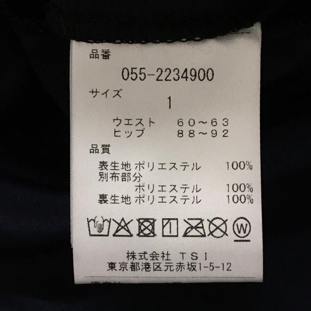 パーリーゲイツ プリーツスカート 黒×白 花柄 格子織生地 ひざ丈 レディース 1 M ゴルフウェア PEARLY GATES LLC-HASEGAWATOSO_COM