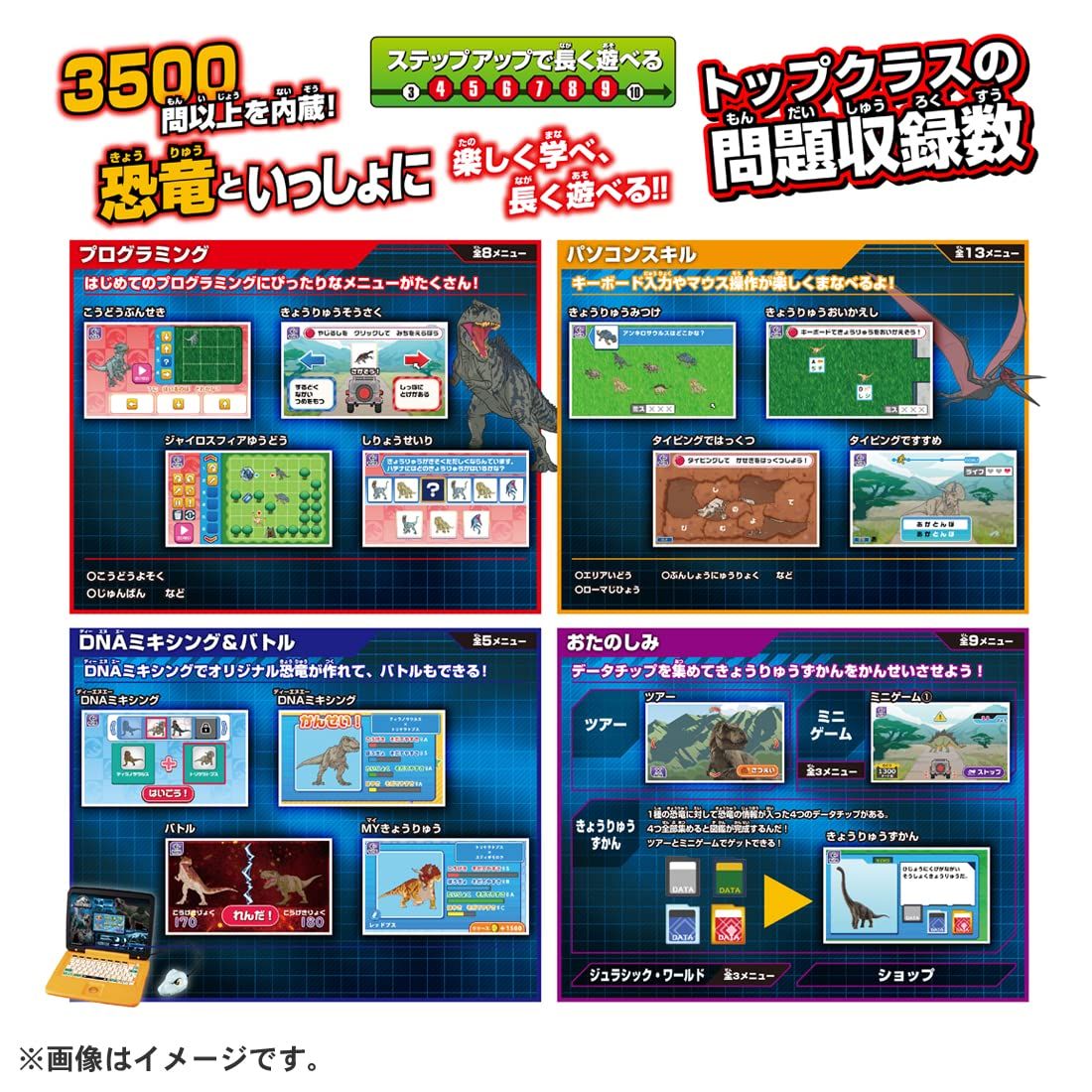 超お得恐竜パソコン112メニュー3500問以上内蔵 恐竜パソコン】 ジュラシックワールドの知育パソコン お買い得価格で