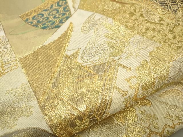 平和屋着物○西陣 川島織物 六通柄 本袋帯 絵巻流水風景文 金銀糸 正絹  