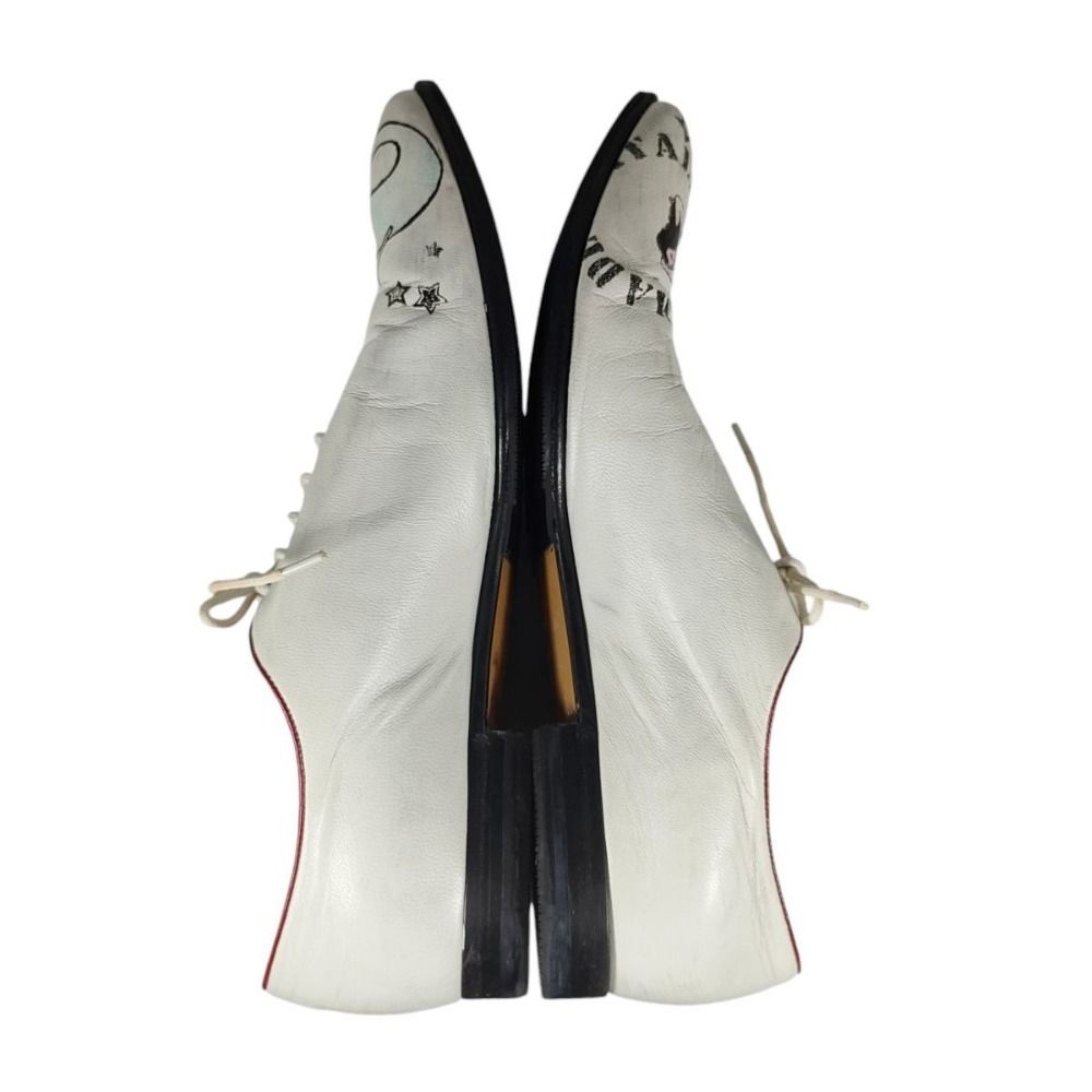 モカシン・デッキシューズ 良品 名作 GUCCI グッチ タトゥーコレクション レザー マーメイドペイント ホールカット シューズ 211712 42EJ 27㎝相当 ホワイト メンズ 古着 中古 USED 上品な見た目