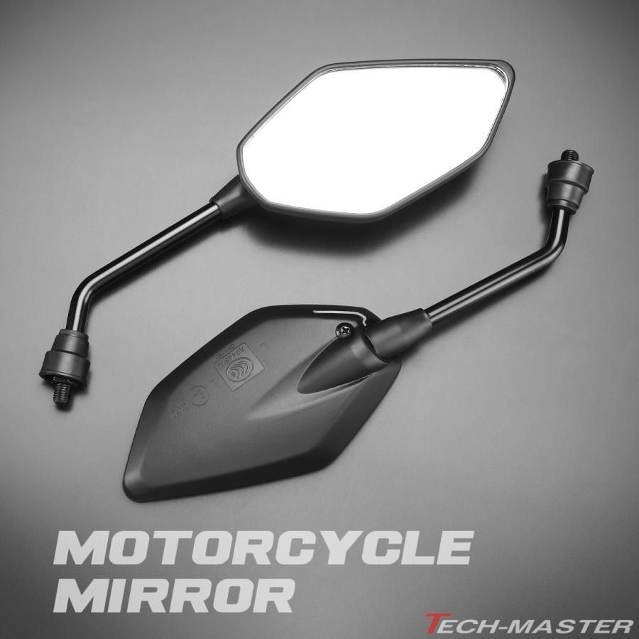 バイク ミラー 純正風 ZXタイプ ポリゴン角型 汎用 左右セット M10 正