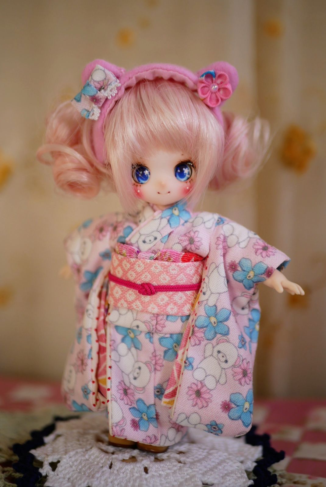 オビツ11 彼岸花 着物セット 受注》オビツ11//テディベアなお着物