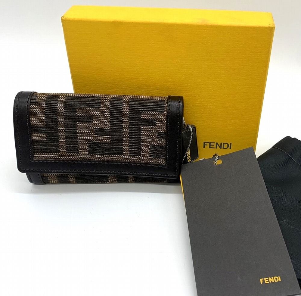 FENDI フェンディ ズッカ 6連キーケース キャンバス/レザー ブラウン