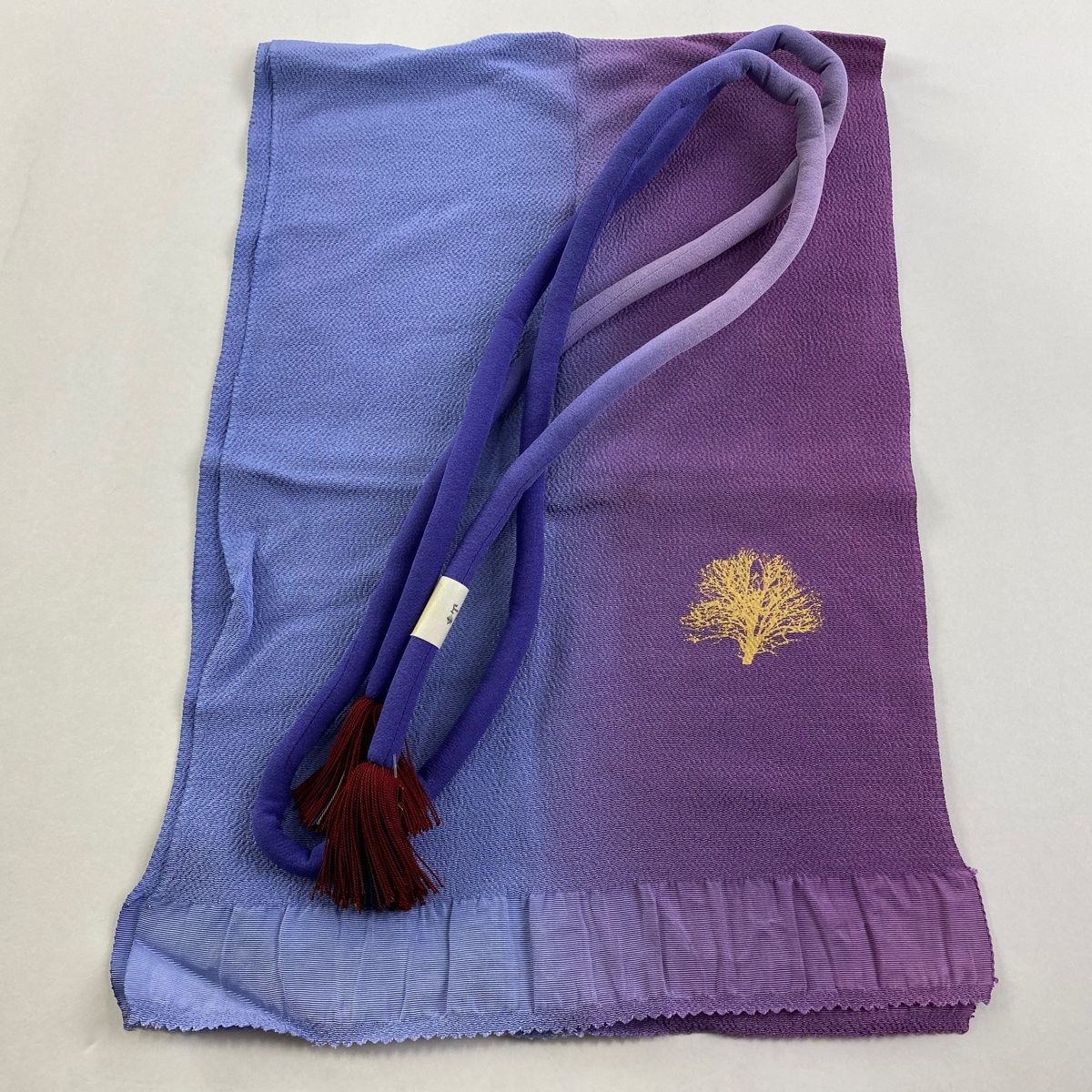 和装セット 優品 帯締め帯揚げ2点セット ぼかし柄 縮緬 紫 正絹 和装小物