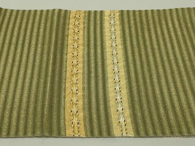 平和屋着物●ひなや工房　くむ・あむ・おる　伊豆蔵明彦　組織　太鼓柄袋帯　横段文　金糸　正絹　逸品　DAAT0453ob 平和屋着物○ひなや工房 くむ・あむ・おる 伊豆蔵明彦 組織 太鼓柄袋帯