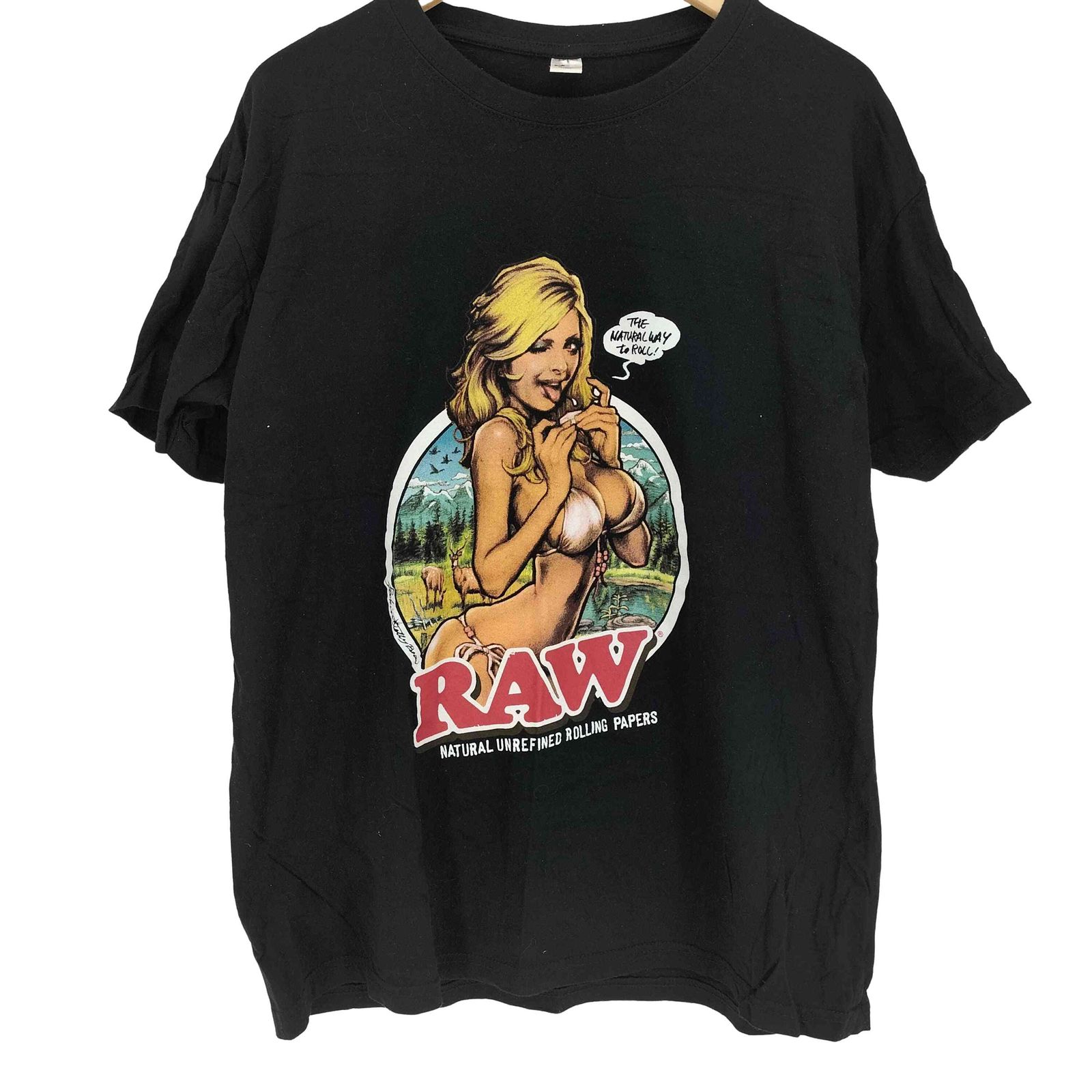 ユーズドフルギ USED古着 RAW PUREST NATURAL FIBERS アーティスト プリント S/S Tシャツ メンズ import：L 
