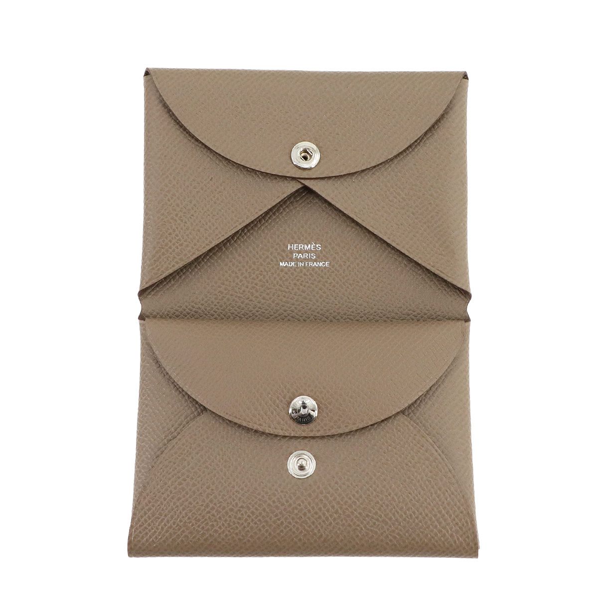 ☢ エルメス HERMES カルヴィ デュオ カードケース 名刺入れ エプソン エトゥープ W刻印 Calvi Card Case 90282018