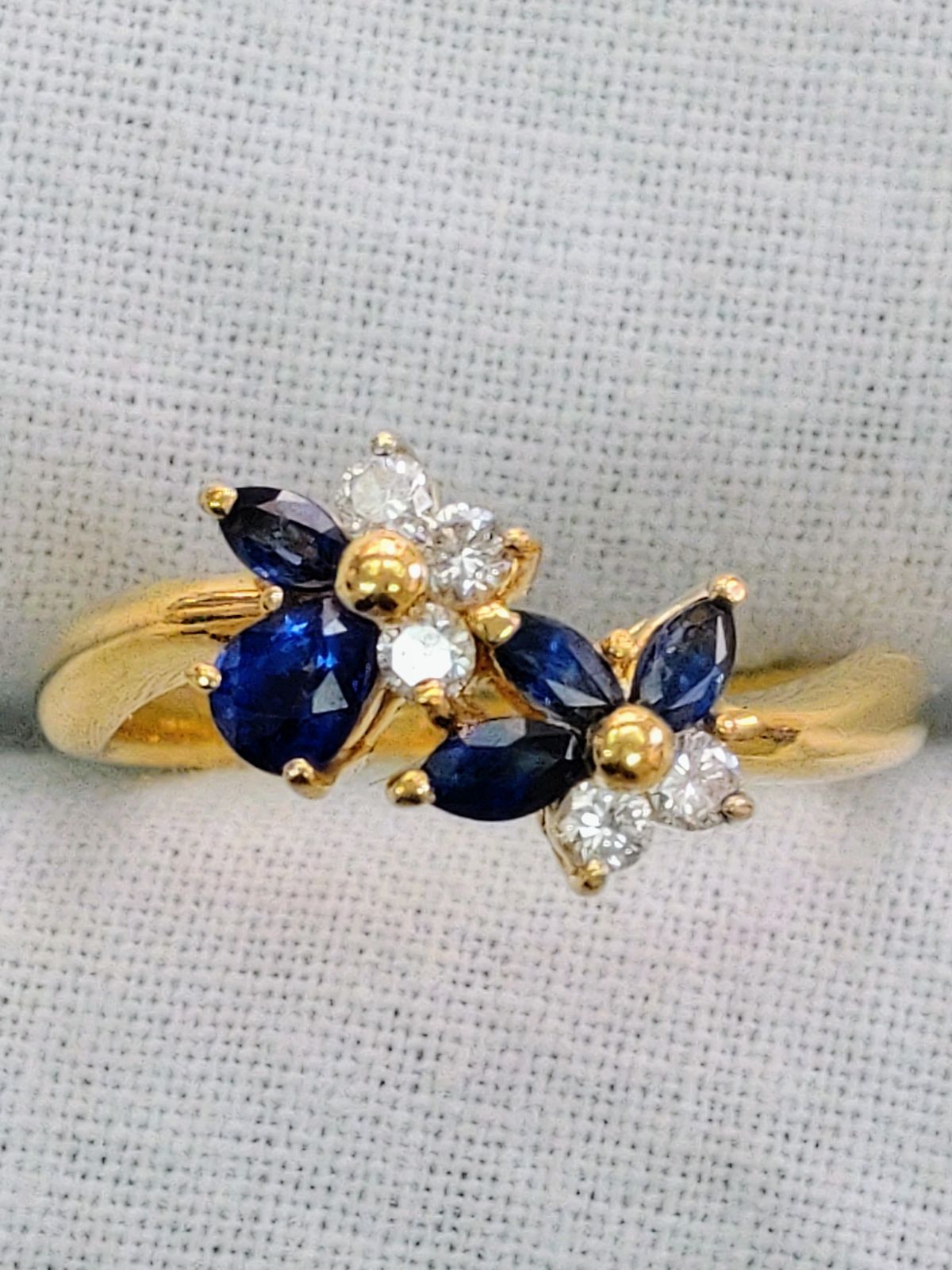 K18 サファイア ダイヤモンド フラワーリング【No.741】 - メルカリ