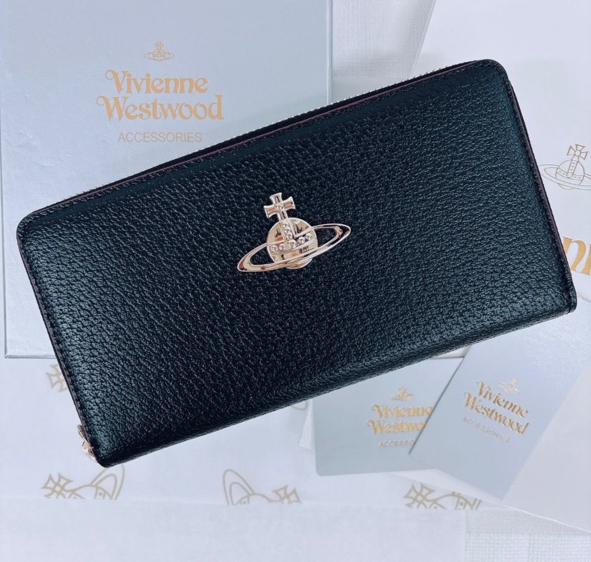 1点再入荷✨️【最新作♡高級感✨️ショッパー付き】新品 ヴィヴィアン・ウエストウッド　長財布 ブラック ゴールドオーブ