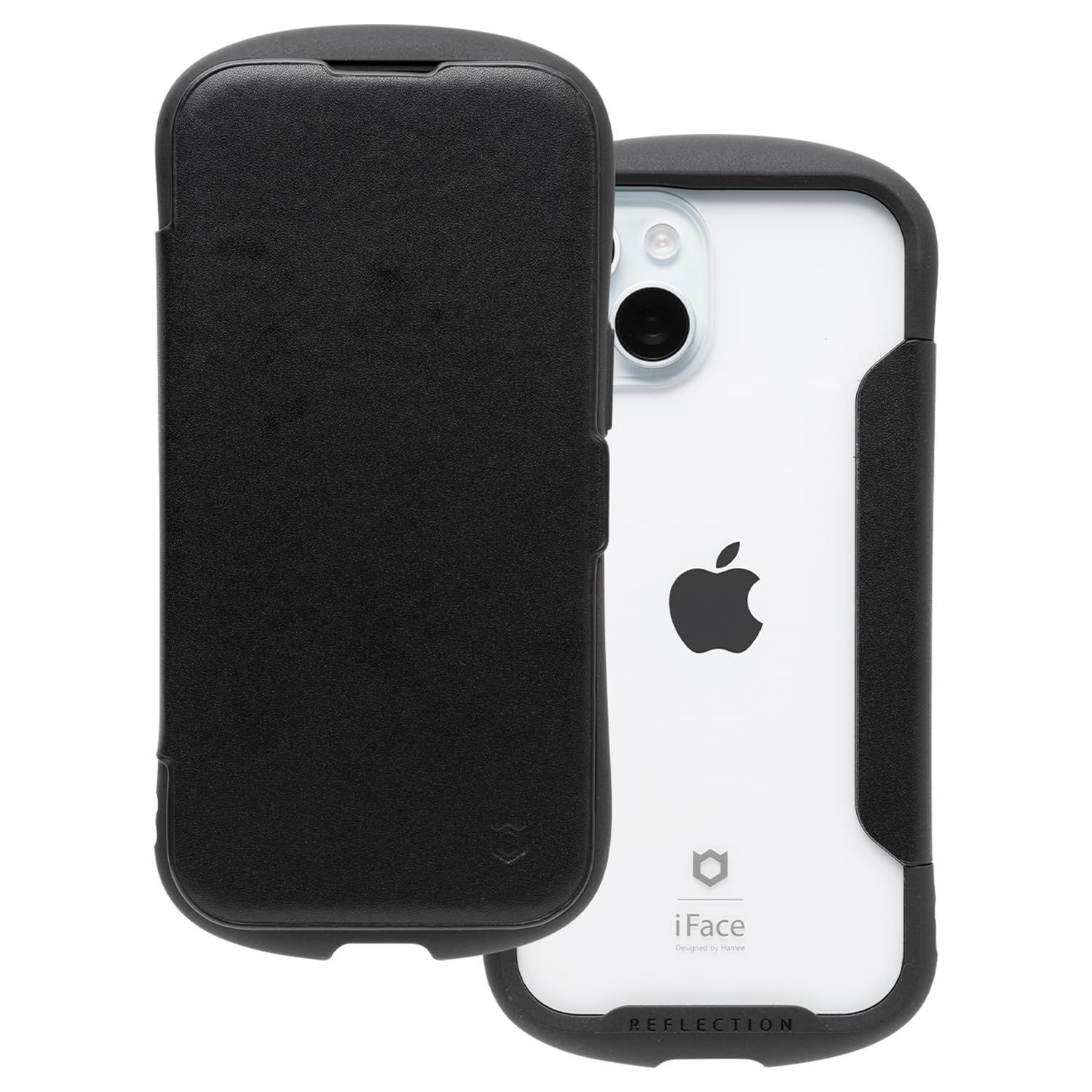 iFace Reflection iPhone 15 ケース 手帳型 クリアケース (ブラック)【 アイフェイス スマホケース 耐衝撃 アイフォン15 手帳 ダイアリーケース カード収納 ポリカーボネート 】 [ブラック] [iPhone 15]