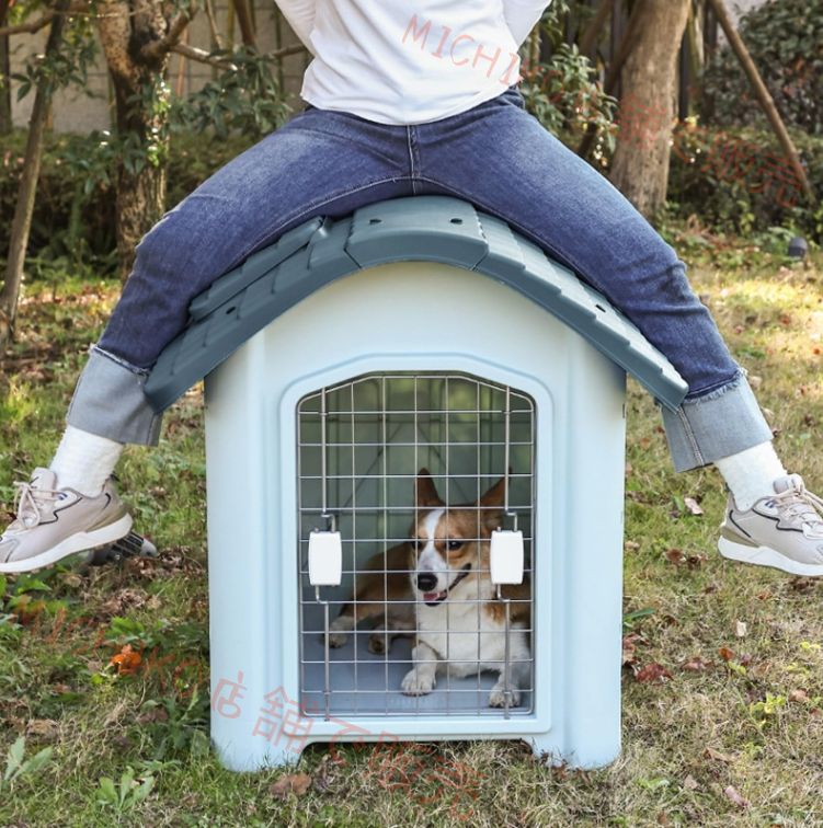 犬小屋 屋外断熱プラスチック犬シェルター 小型犬用耐候性頑丈犬小屋 Large