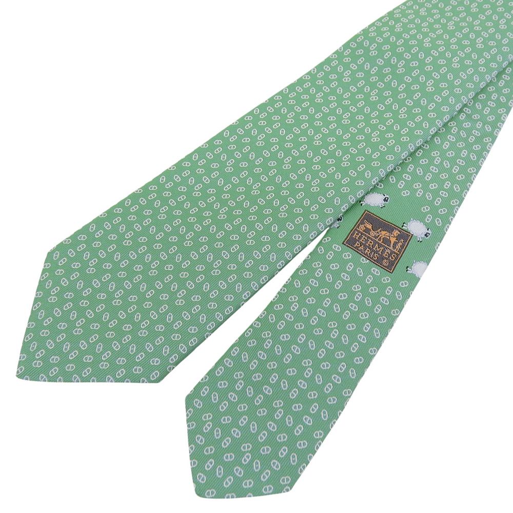 超 エルメス HERMES ロゴ シェーヌダンクル ジャガード シルク シープ＆ボックス 刺繍 ドレス ネクタイ メンズ ビジネス ネクタイ 小物 メンズ