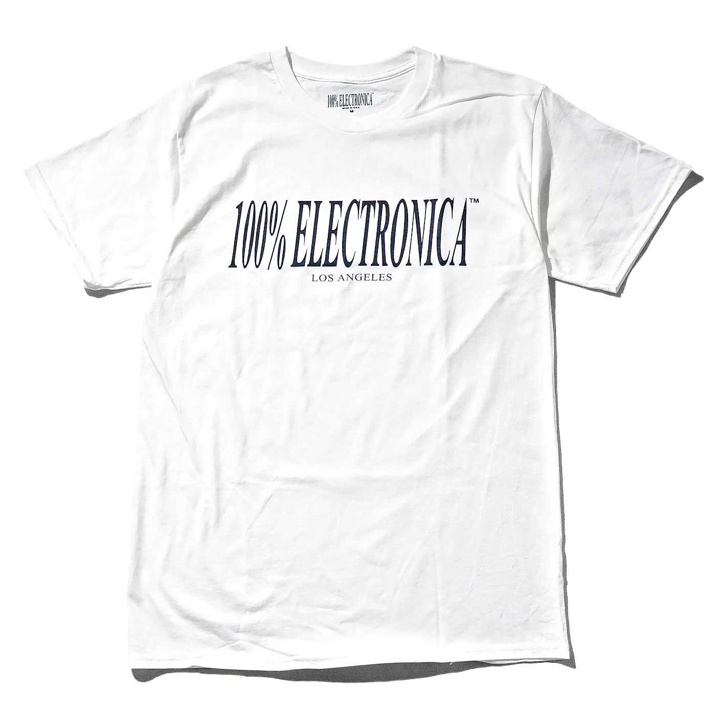 100% ELECTRONICA Tシャツ 公式 ヴェイパーウェイヴ ファッション バンドt Classic Logo-White