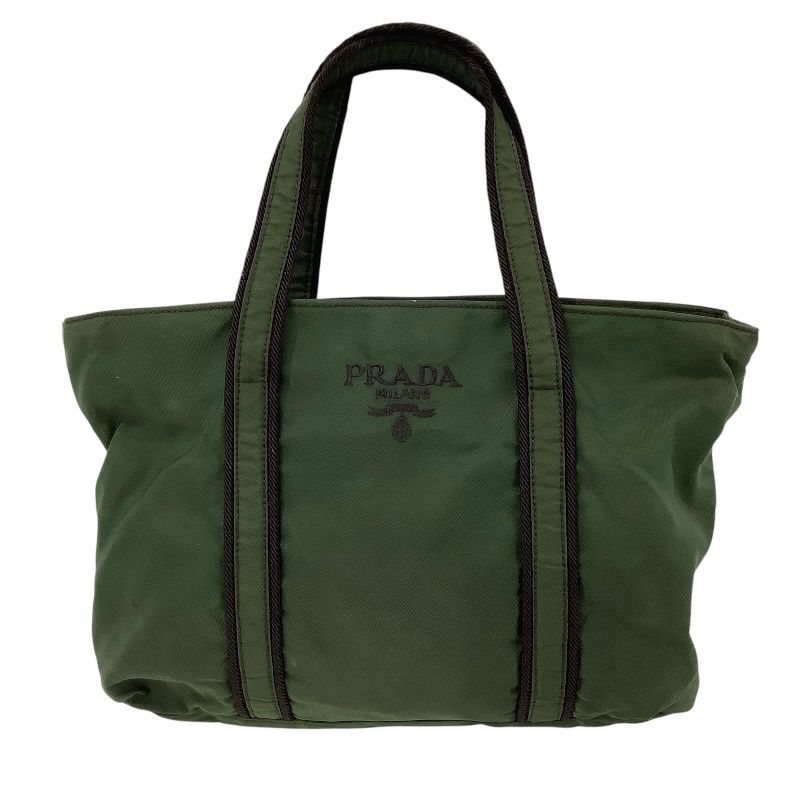 プラダ PRADA ナイロンロゴ刺繍ミニトート ダークグリーン