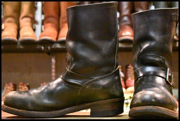 11D 13年 カスタム レッドウィング 2268 エンジニア 黒 ブラッククローム スチールトゥ プルオン ブーツ redwing HOPESMORE FD276