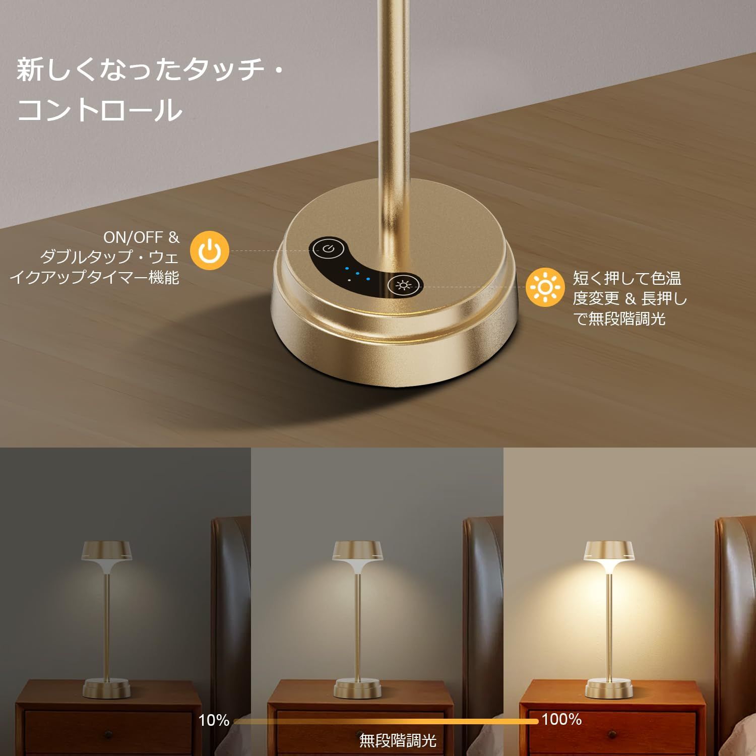 GOVSSING 間接照明 おしゃれ テーブルランプ バッテリー残量表示 LED