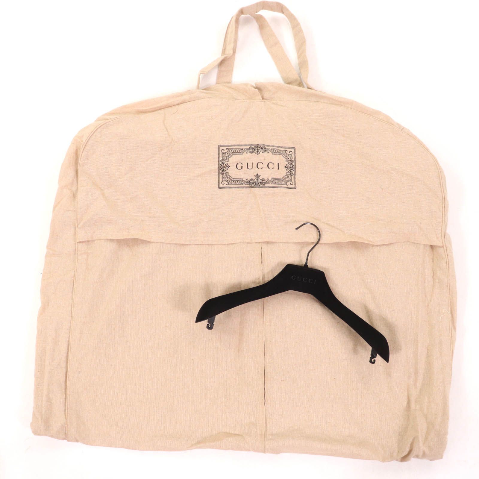 極美品☆GUCCI グッチ 730905 ウール100％ レザー使い ロゴボタン付