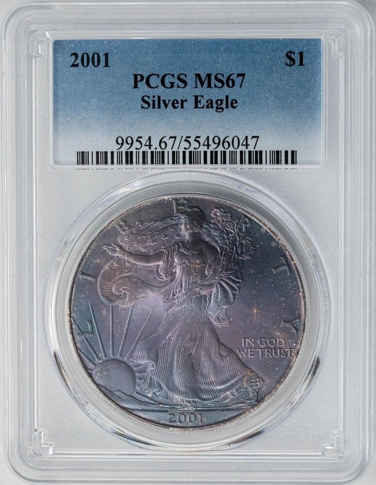 2001 American Silver Eagle $ MS67 PCGSColor 949875-27