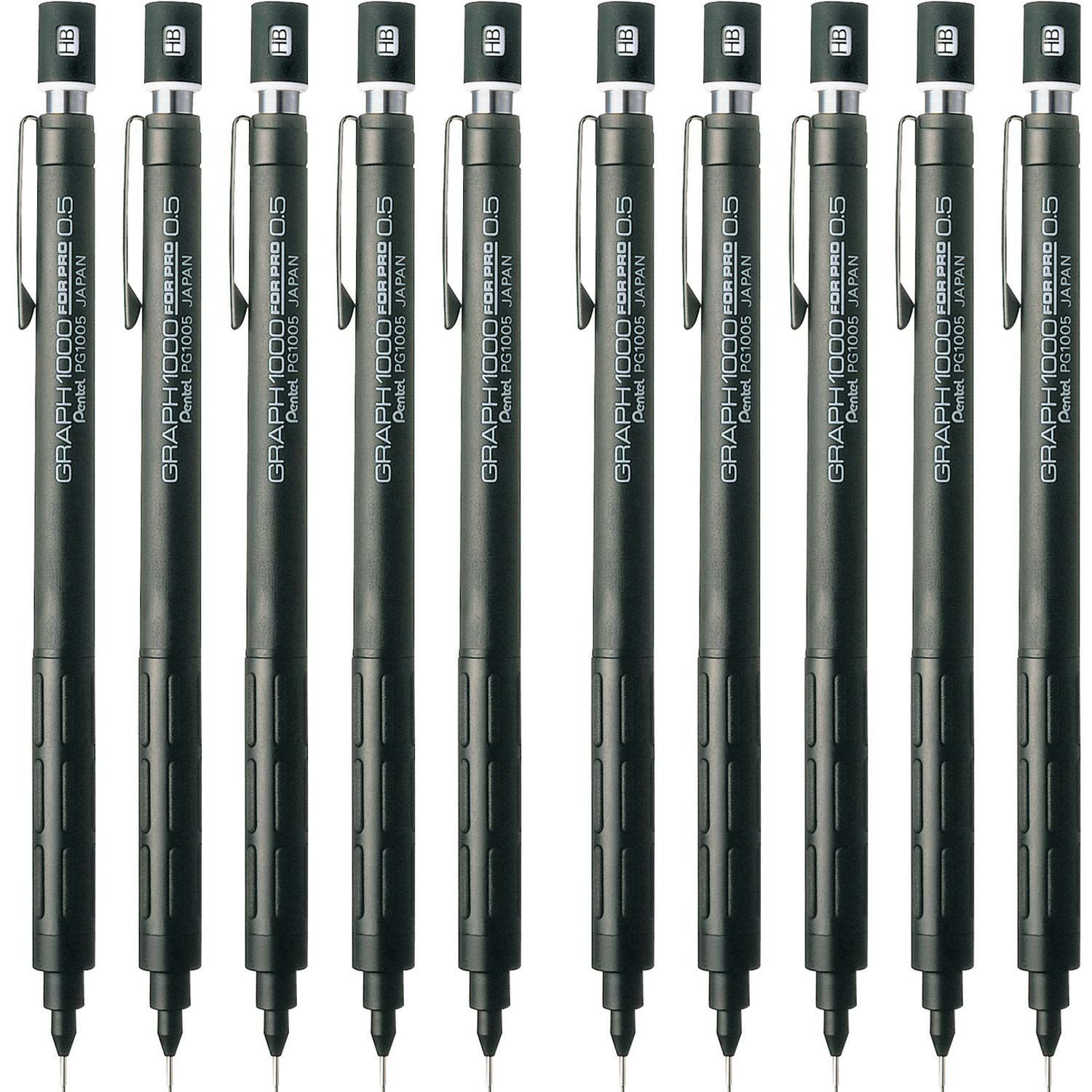 【迅速発送】ぺんてる シャープペン グラフ1000 フォープロ 0.5mm 10本 PG1005 マルチ* 黒