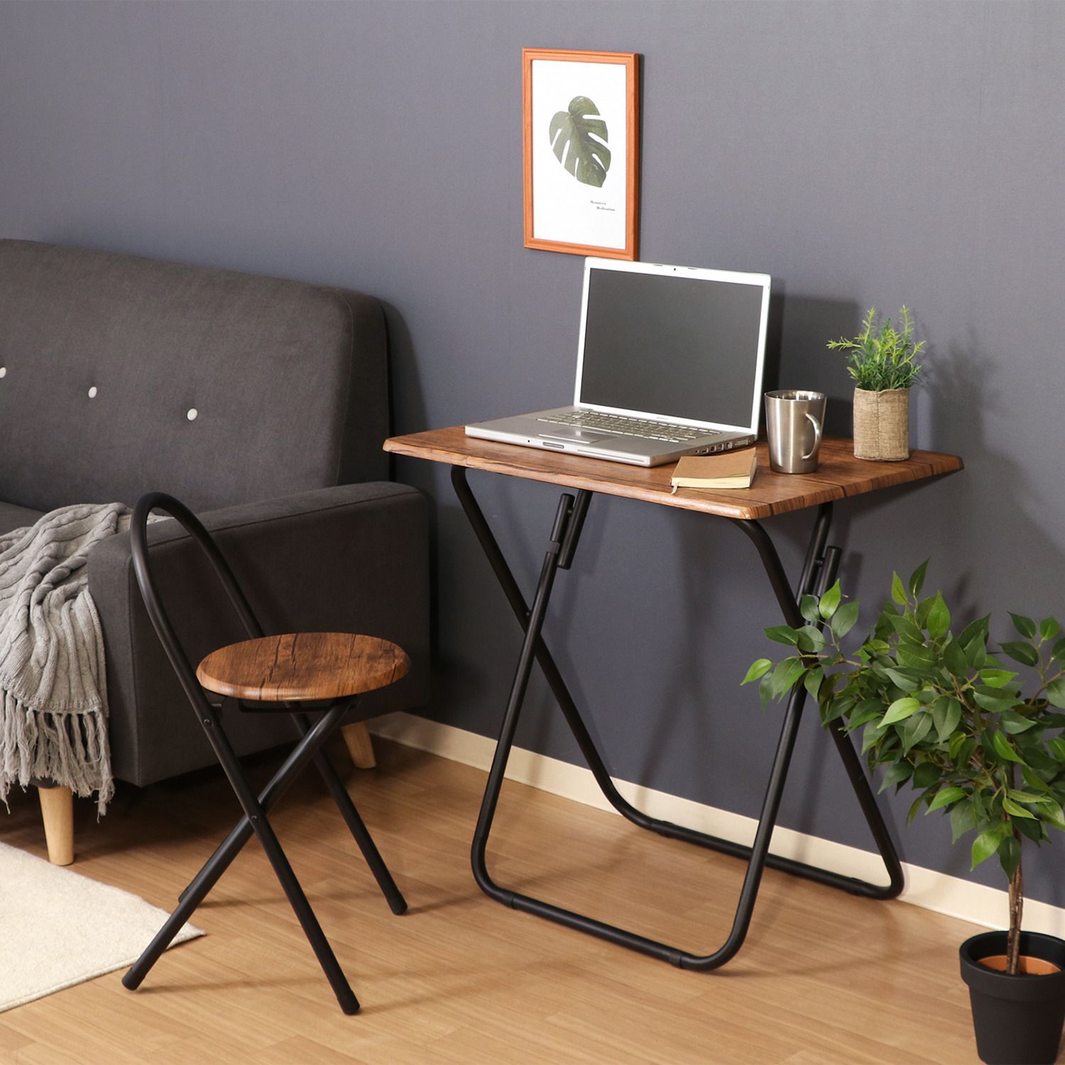 在宅ワークに便利な折りたたみテーブル&チェアセット 19358-19359 幅