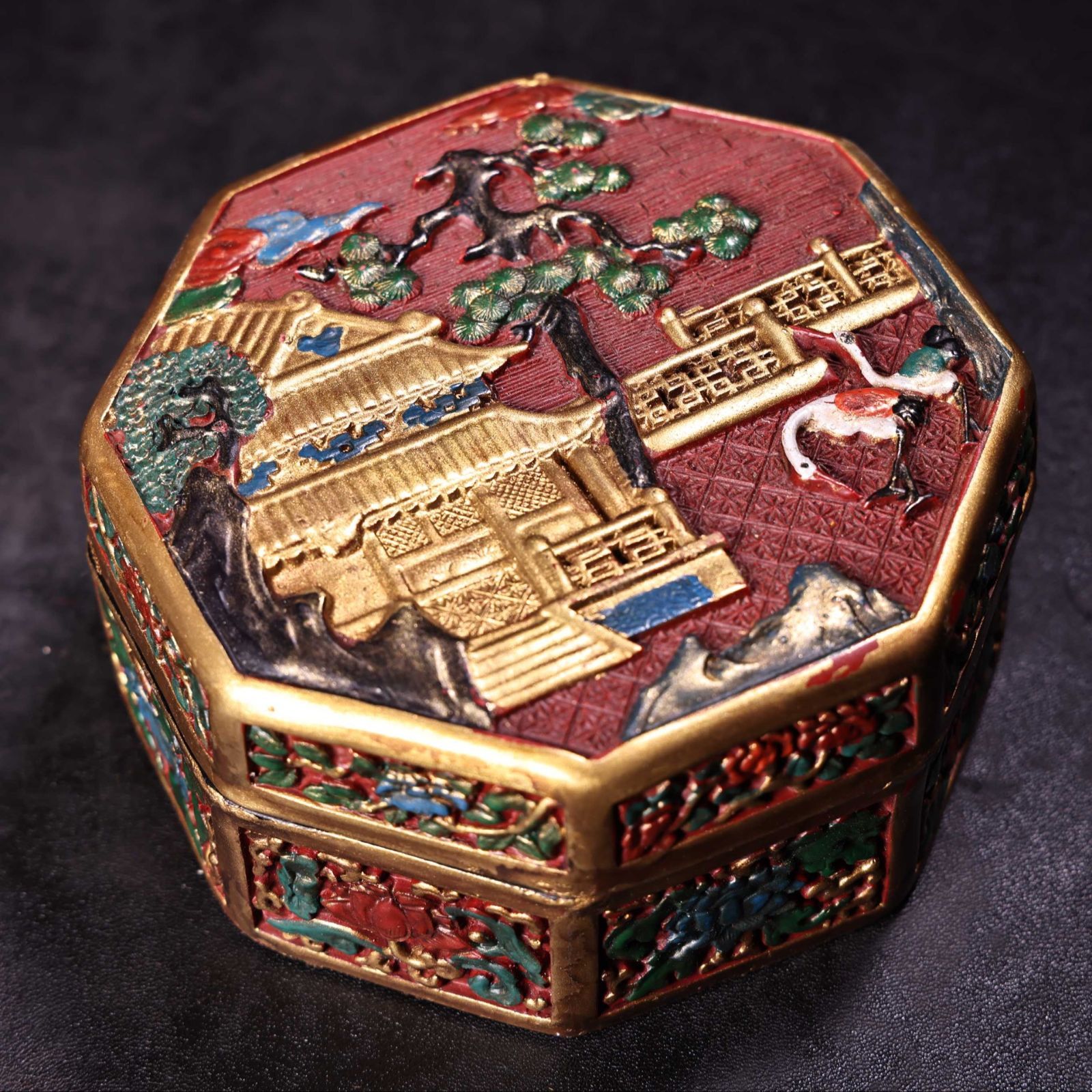 古物骨董双龍指輪　　親指リング 旧家蔵出し、骨董品、コレクション、古美術品 旧家蔵出し 紅寶石細密彫 戒指 腕輪 彩繪 漆器箱付 根付 裝身具