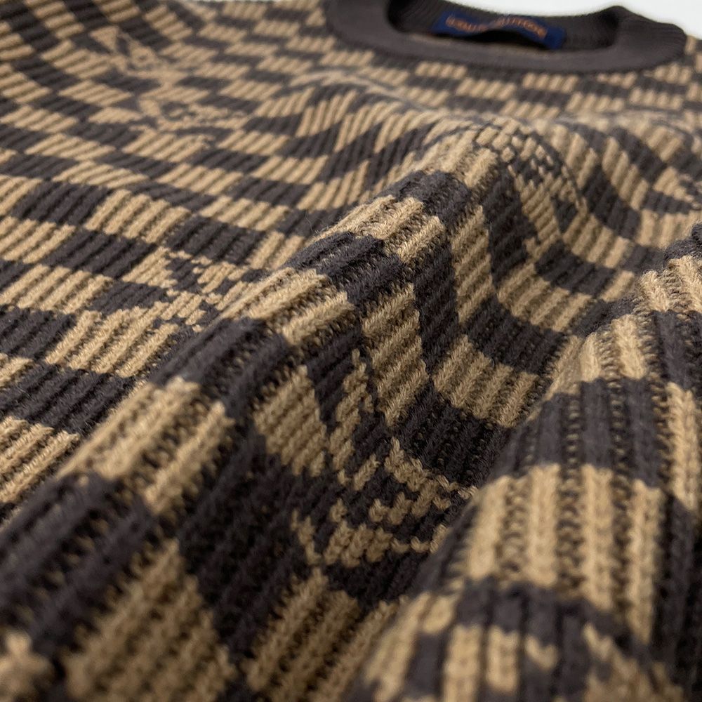 LOUIS VUITTON 21AW ダミエ 長袖 ウール ニット セーター LOUIS VUITTON ルイ・ヴィトン 21AW ダミエ クールネック 長袖 ウール