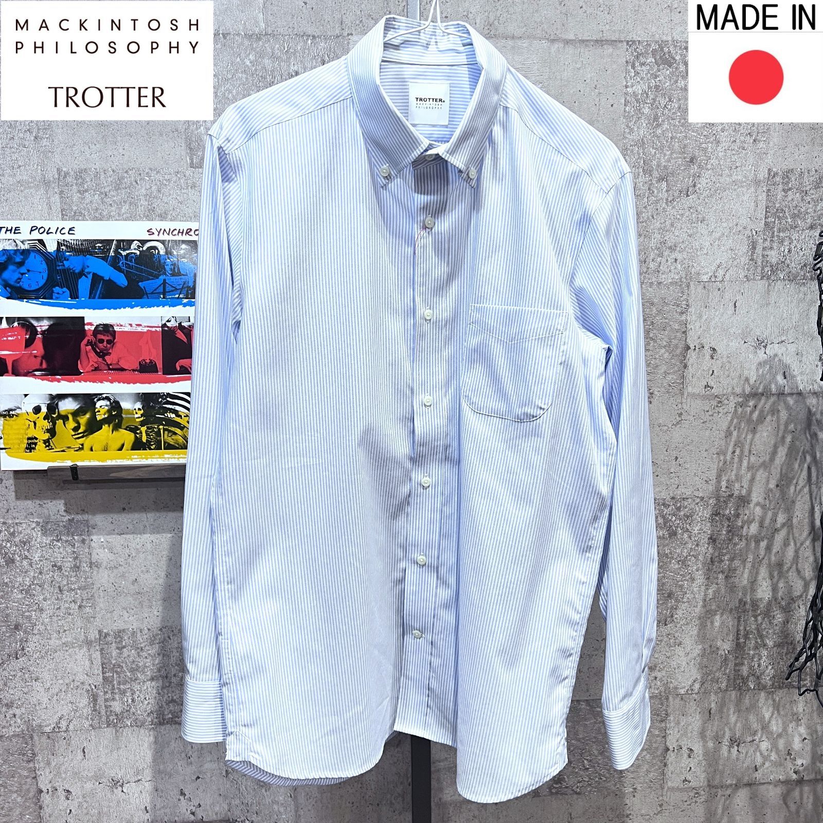 極美品 マッキントッシュフィロソフィー TROTTER ストライプ ボタン 