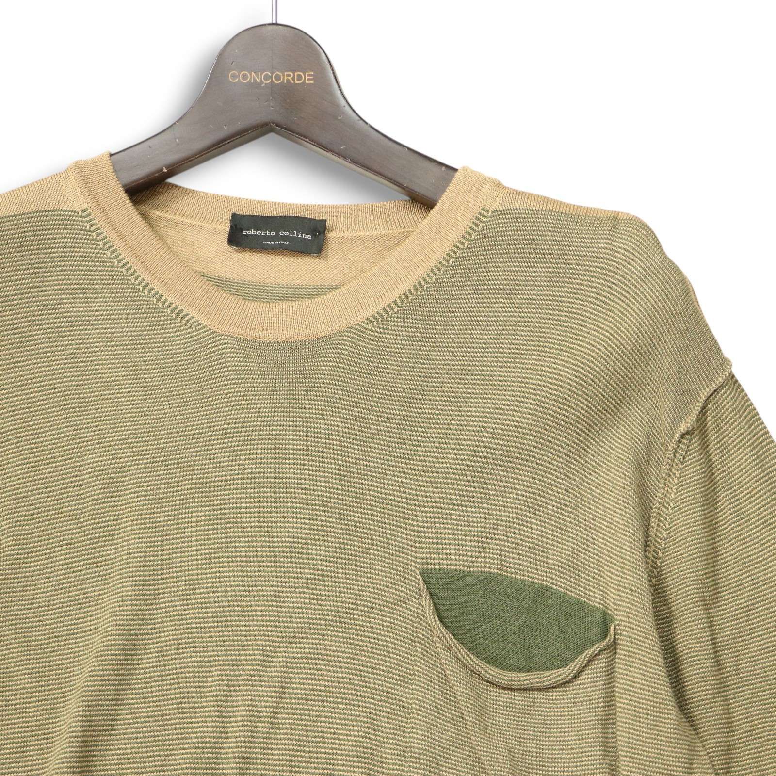 新品 roberto collina 【イタリア製】 春 コットンニット 定価4.2万円 46 ★301530 ロベルトコリーナ イタリア製☆ ROBERTO COLLINA ロベルトコリーナ 春夏 ボーダー 半袖