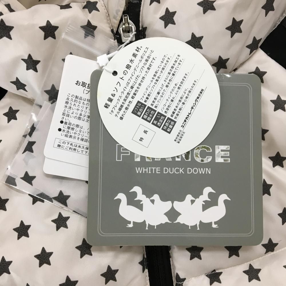 新品】パーリーゲイツ ダウンジャケット 黒×白 身頃星総柄 サイド・袖