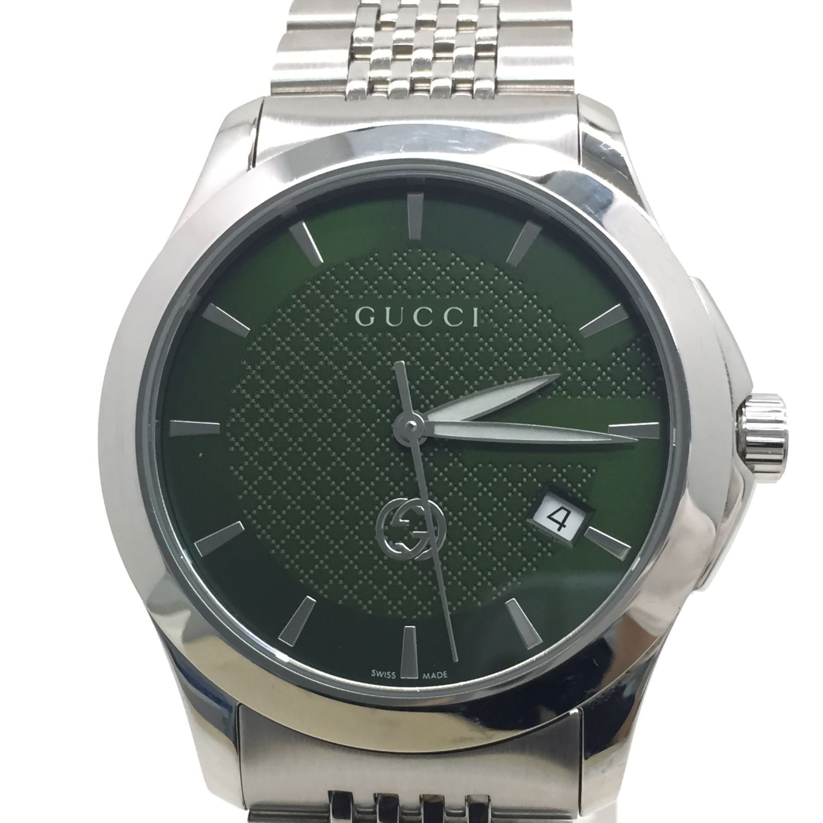 GUCCI グッチ 126.4 Gタイムレス メンズ 腕時計 グリーン文字盤 稼働品