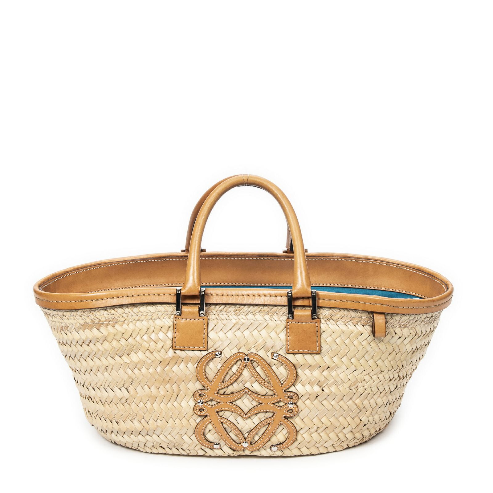 LOEWE ロエベアイスクリームモチーフラフィアハンドバッグベージュ|ブラウンウオーベンラフィアキャンバスA