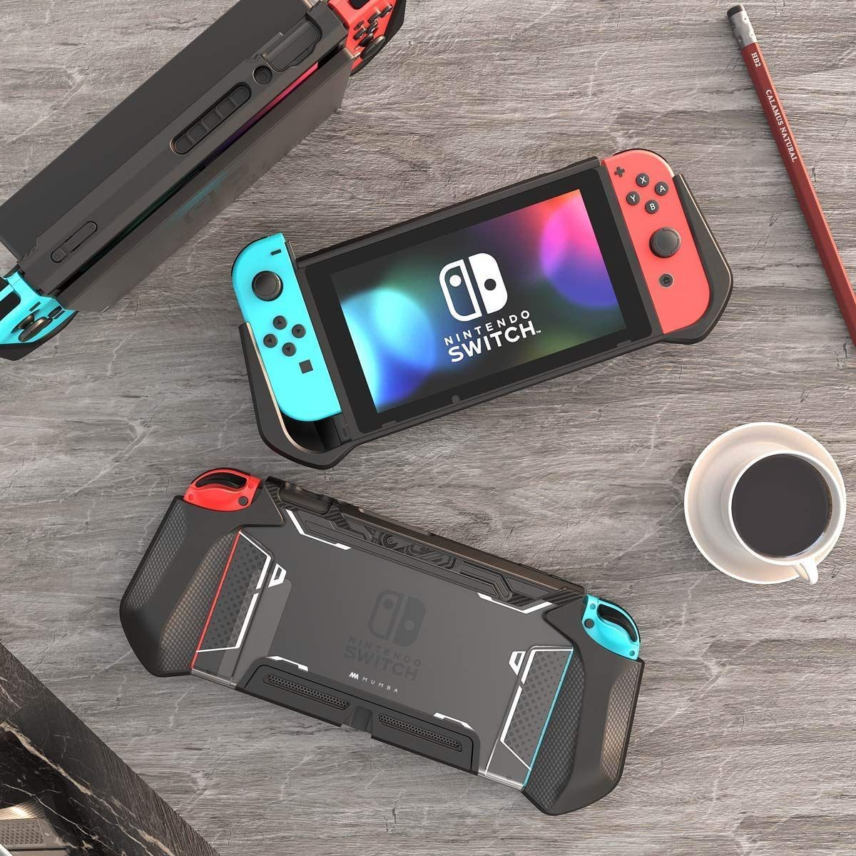 TPUグリップ 保護カバー ケース ドッキング可能 アクセサリー 用 Nintendo SwitchとJoy-Con Nintendo コントローラー対応 [Blade Switch シリーズ] (ブラック Mumba Nintendo Switch)