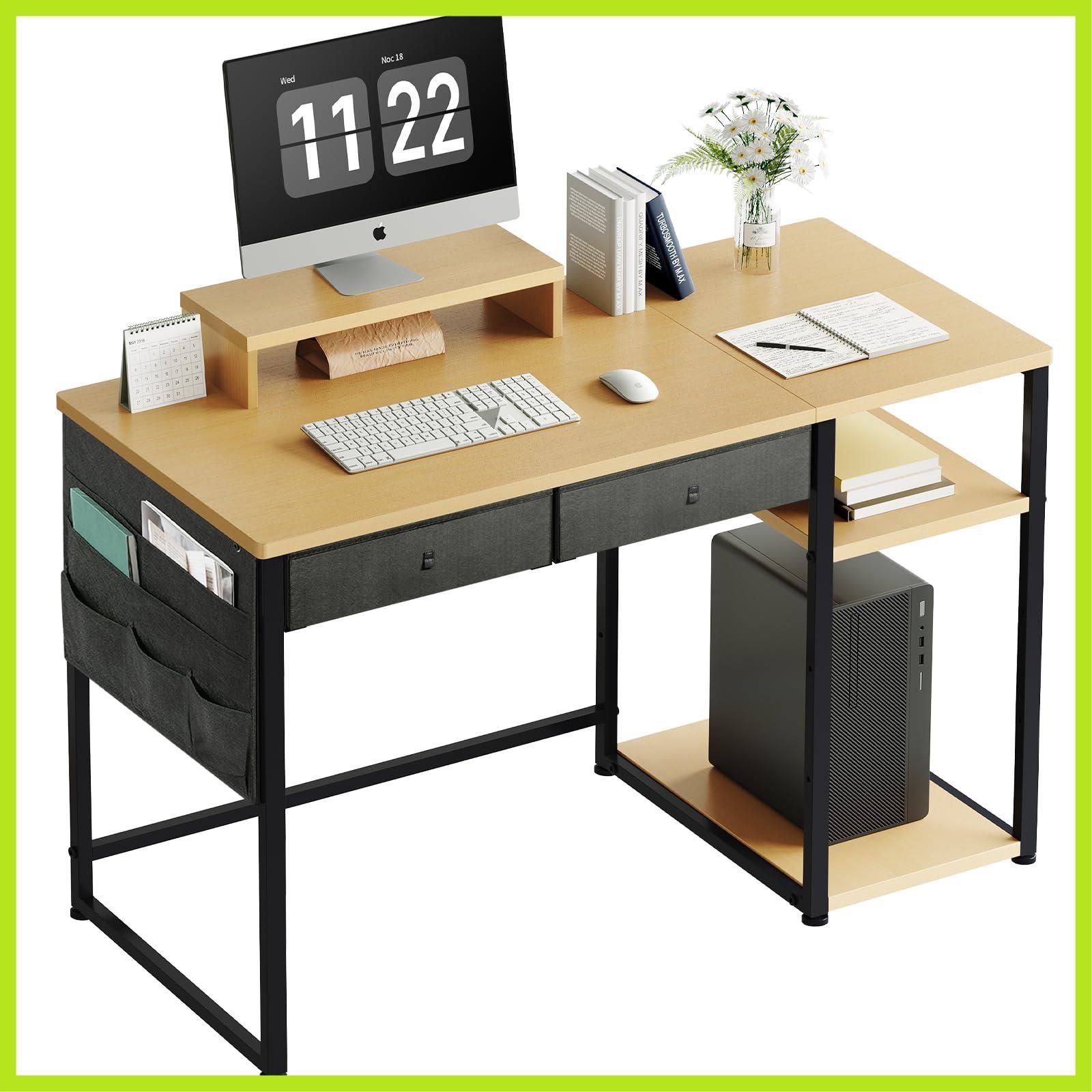 「在庫わずか」computer ワーキングデスク desk 幅120cm×奥行55cm 子 勉強机 事務机 学習机  ラック付きデスク 作業机 パソコンテーブル つくえ 引き出し付きデスク pcデスク オフィスデスク 机 テ